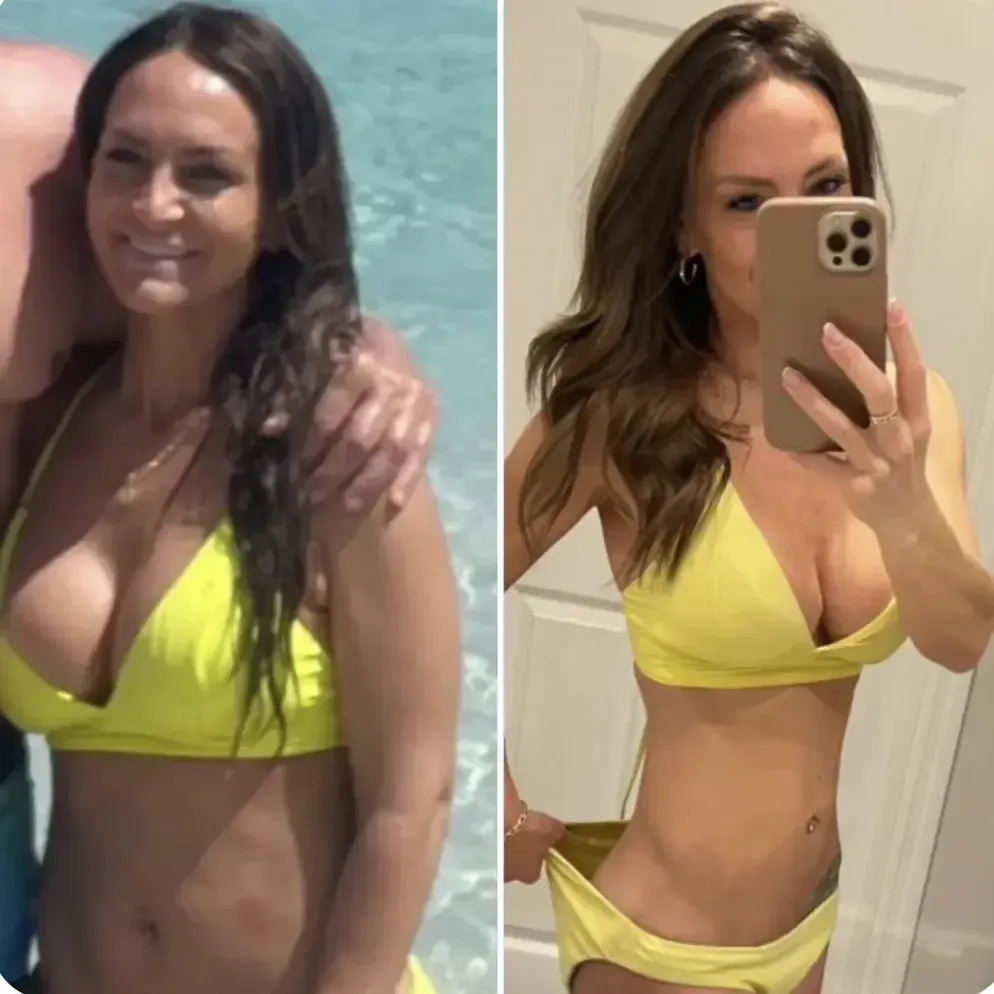 Erica R. before and after — Lost 20 lbs in 6 weeks