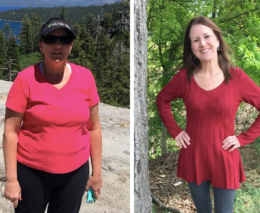 Janice S. before and after — Lost 32 lbs & went from a size 10 to a size 4